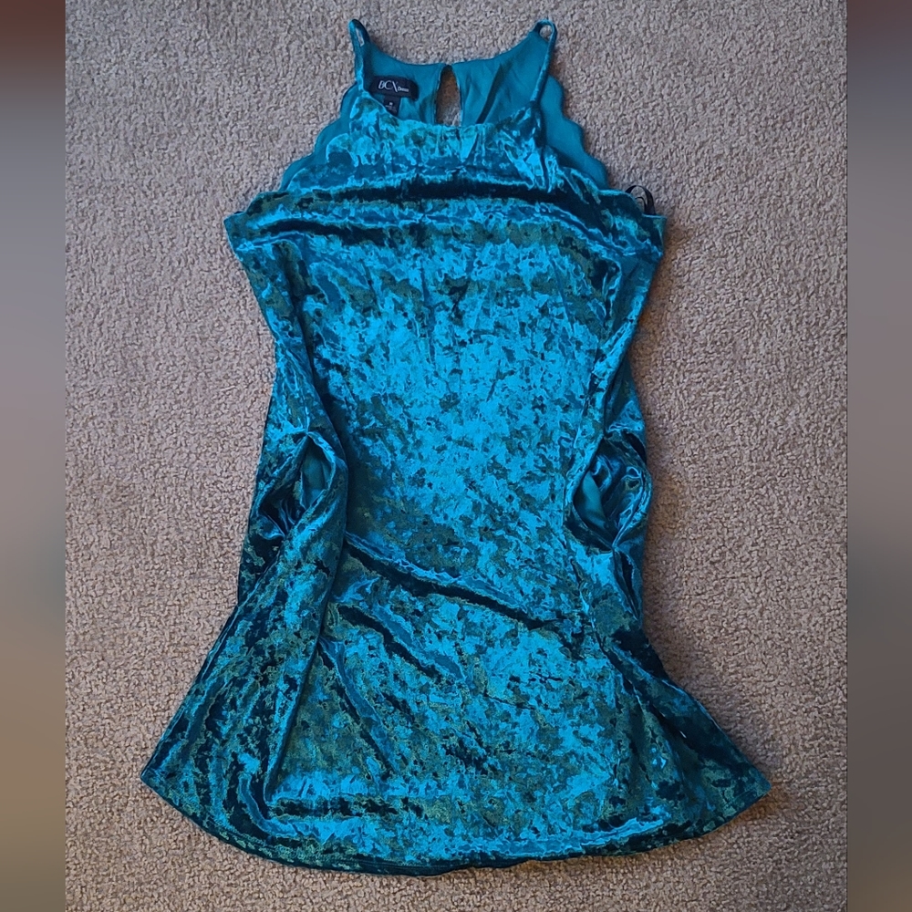 2 For $10 BCX Deep Teal Velvet Dress with Pockets M